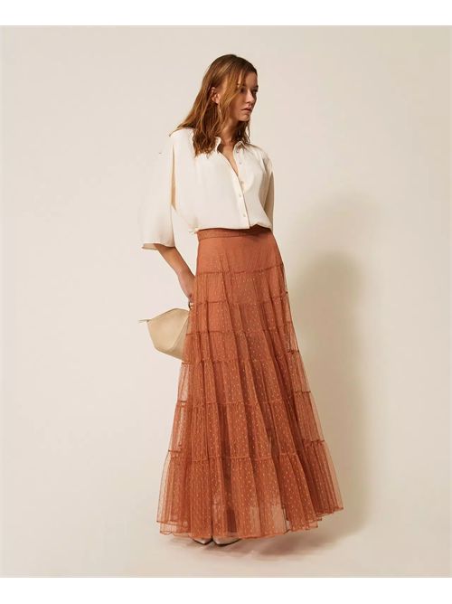 Gonna lunga in tulle plumetis